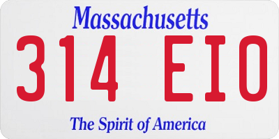 MA license plate 314EI0