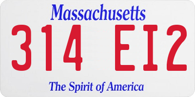 MA license plate 314EI2