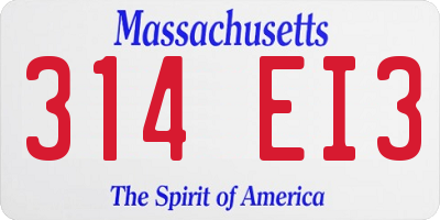 MA license plate 314EI3