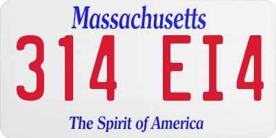 MA license plate 314EI4