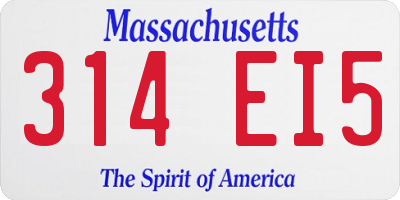 MA license plate 314EI5