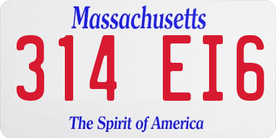 MA license plate 314EI6