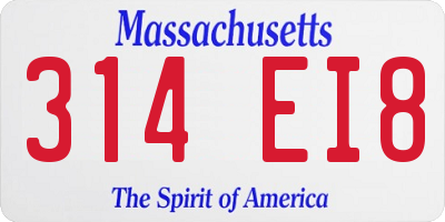 MA license plate 314EI8