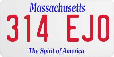 MA license plate 314EJ0