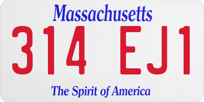 MA license plate 314EJ1