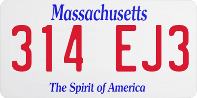 MA license plate 314EJ3