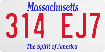MA license plate 314EJ7