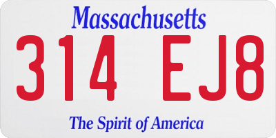 MA license plate 314EJ8