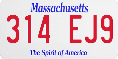 MA license plate 314EJ9