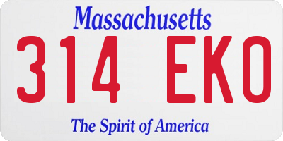 MA license plate 314EK0