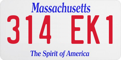 MA license plate 314EK1