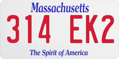 MA license plate 314EK2