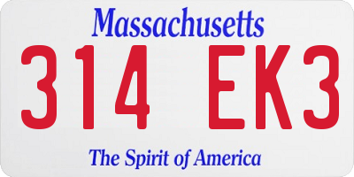 MA license plate 314EK3