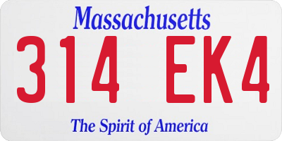 MA license plate 314EK4