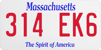 MA license plate 314EK6