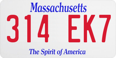 MA license plate 314EK7