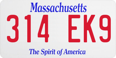 MA license plate 314EK9