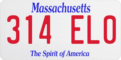 MA license plate 314EL0