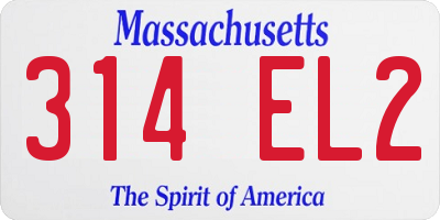 MA license plate 314EL2