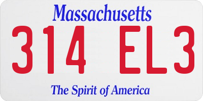 MA license plate 314EL3
