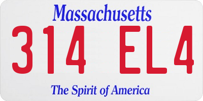 MA license plate 314EL4