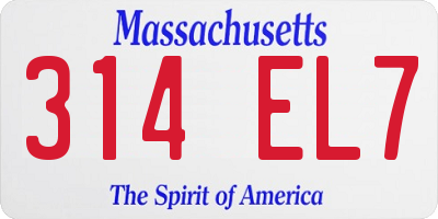MA license plate 314EL7