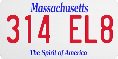 MA license plate 314EL8