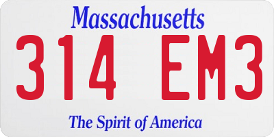 MA license plate 314EM3
