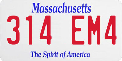MA license plate 314EM4