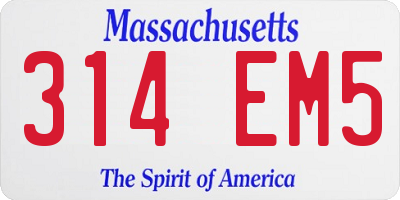 MA license plate 314EM5