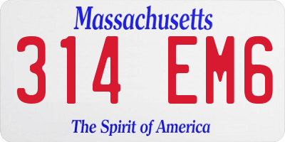 MA license plate 314EM6