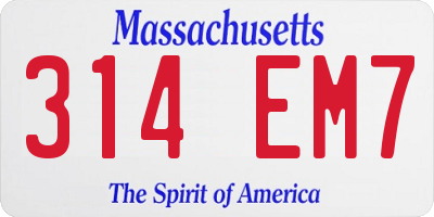 MA license plate 314EM7