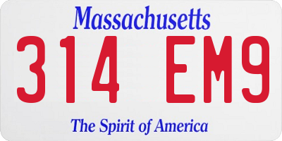 MA license plate 314EM9