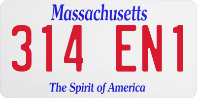 MA license plate 314EN1