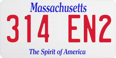 MA license plate 314EN2