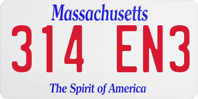 MA license plate 314EN3