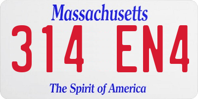 MA license plate 314EN4