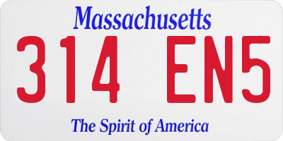 MA license plate 314EN5