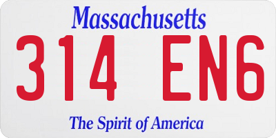 MA license plate 314EN6