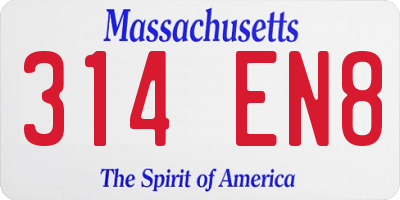 MA license plate 314EN8