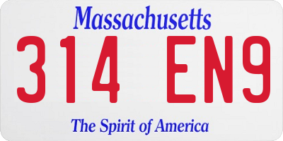MA license plate 314EN9