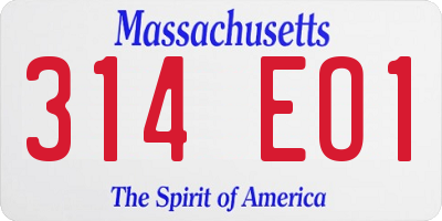 MA license plate 314EO1