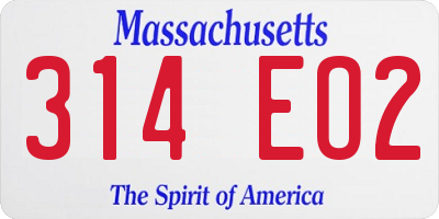 MA license plate 314EO2