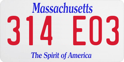 MA license plate 314EO3