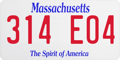 MA license plate 314EO4