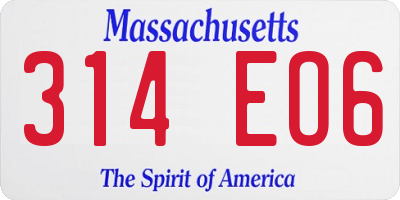 MA license plate 314EO6