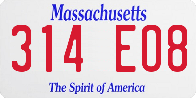 MA license plate 314EO8