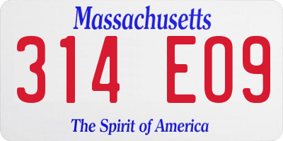 MA license plate 314EO9
