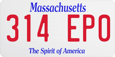 MA license plate 314EP0