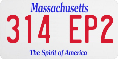 MA license plate 314EP2